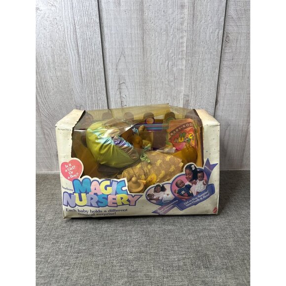 Vintage 1990 Mattel Magic Nursery Newborn Doll In Original Box With Accessories